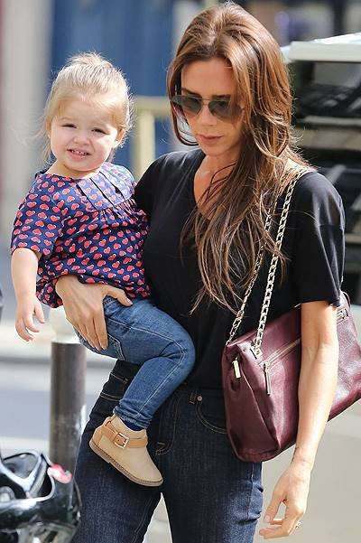 Victoria Beckham & Daughter Harper Shopping In Paris