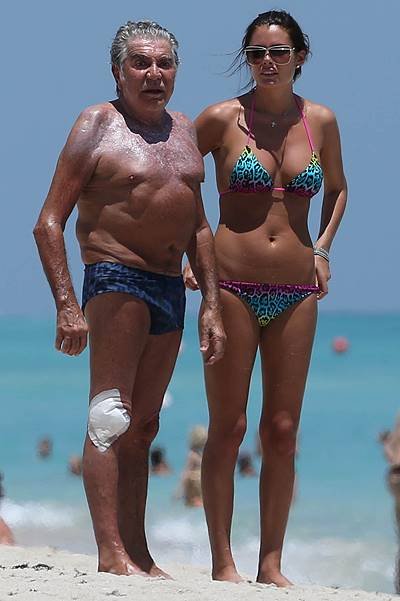 EXCLUSIVE: Roberto Cavalli is seen with his wife as they enjoy a sunny day in Miami Beach