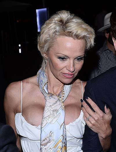 Pamela Anderson leaves her party in Cannes, France