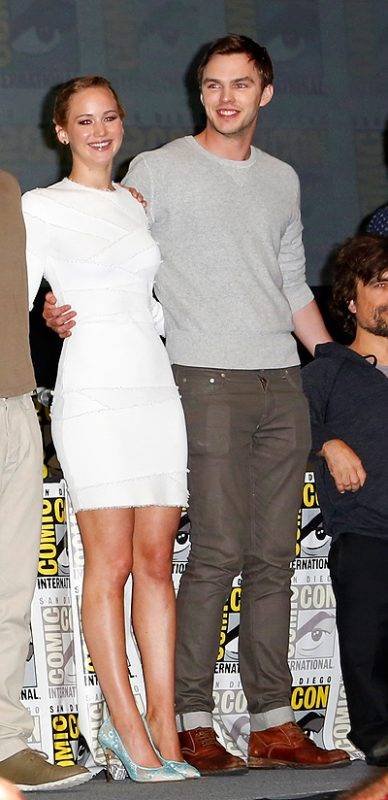 Jennifer Lawrence and Nicholas Hoult attend the 'X-Men: Days of Future Past' Panel at The San Diego Comic Con