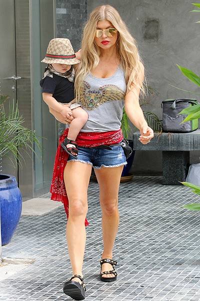 Josh Duhamel and Fergie attend a family birthday party in Riverside, CA