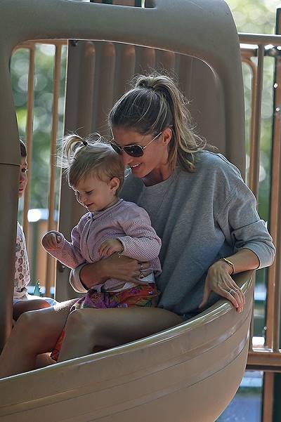 Gisele Bundchen and Tom Brady take the kids to the playground for some fun in downtown Boston, MA