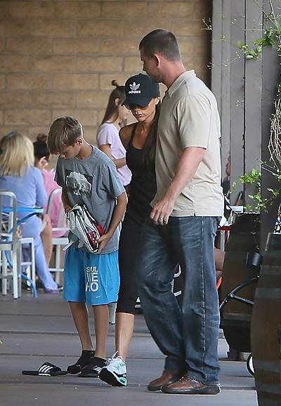 Victoria and David Beckham spotted at Soul Cycle with their kids, Brooklyn Beckham, Romeo Beckham, and Harper Beckham, as well as a bodyguard Featuring: Victoria Beckham,Romeo Beckahm Where: Los Angeles, California, United States When: 23 Aug 2014 Credit
