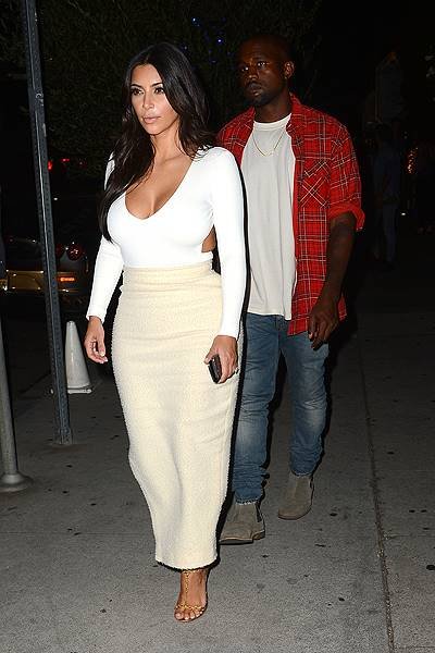 Kim Kardashian and Kanye West leave dinner at The Little Door