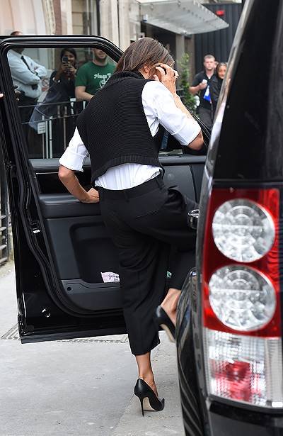 Victoria Beckham visits her Mayfair boutique ahead of next months opening